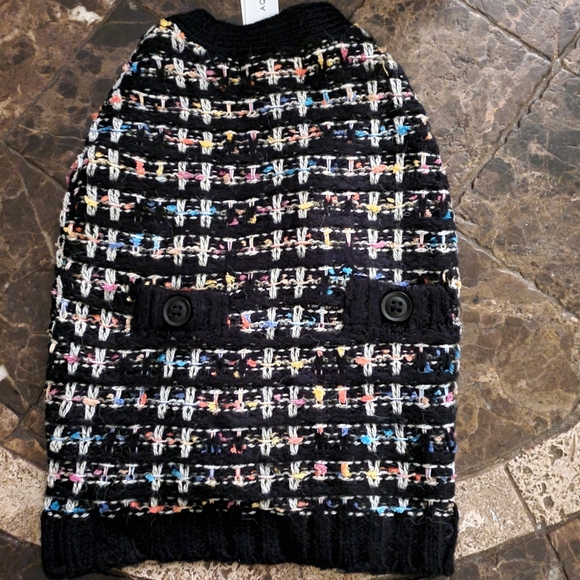 Bloomingdales Aqua Black Tweedulti color dog sweater S & M NWT - Picture 2 of 5